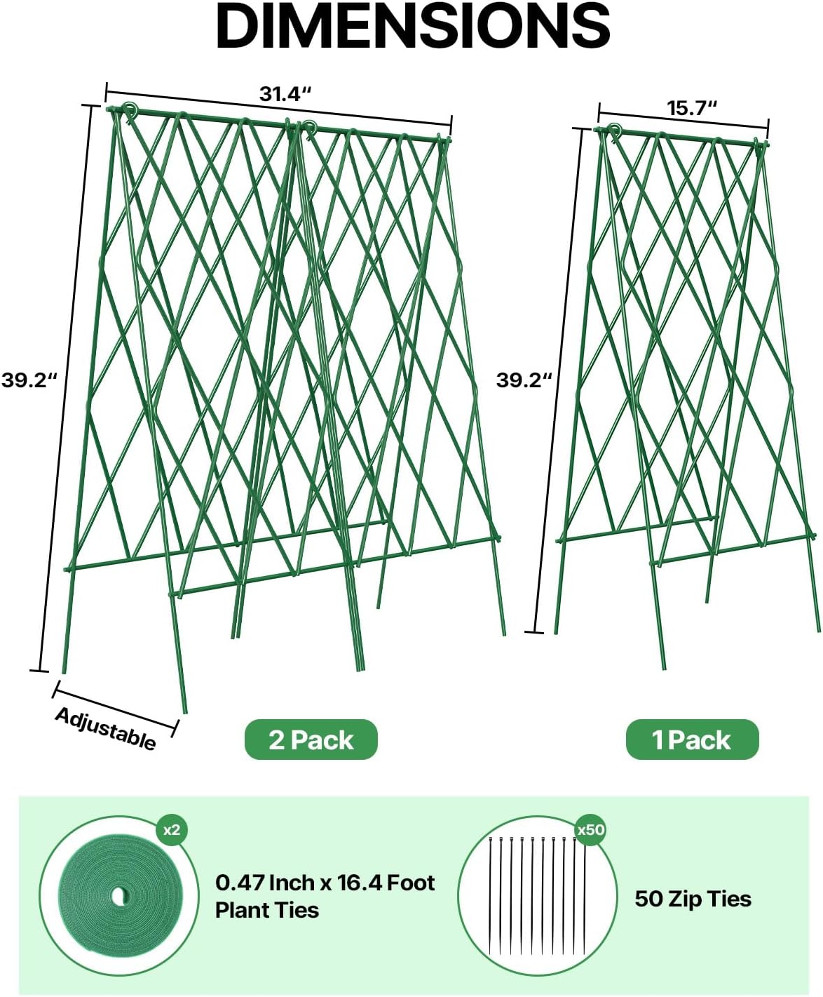 Suteck Cucumber Trellis 39.2" 2 Pack A-Frame, Foldable Metal | Garden Trellis for Cucumbers, Peas, Beans & Climbing
