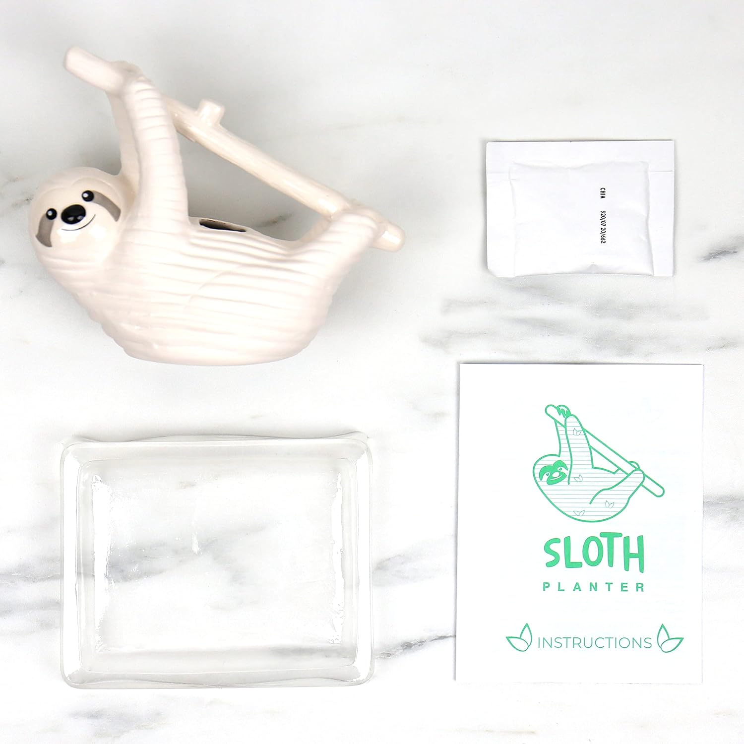 Sloth Shaped Chia Planter and Seeds. Desktop Sprouting Chia Animal. Fun Grow Kit Gift Idea
