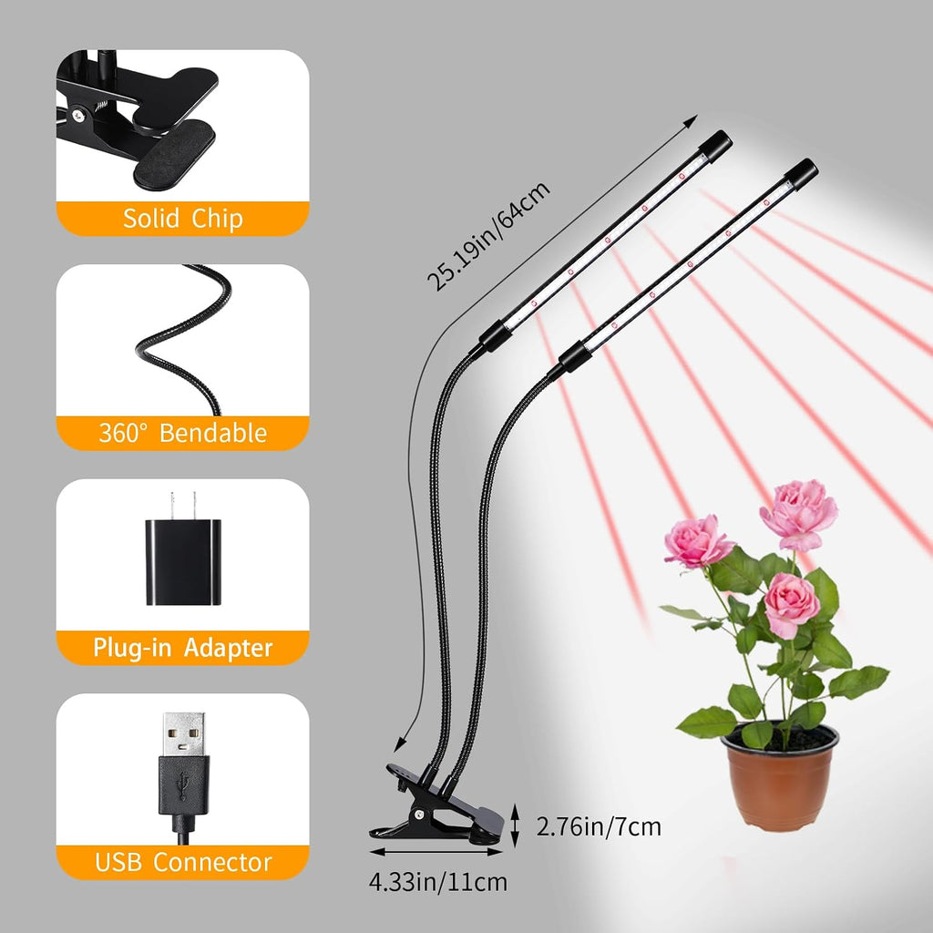 Black Grow Lights for Indoor Plants, 168 LEDs Clip Plant Lights, Full Spectrum LED Plant Growing Lamps with Flexible