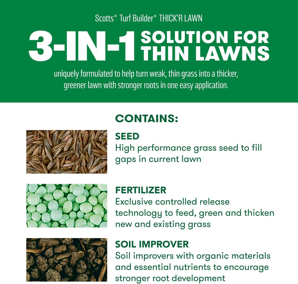 Scotts Turf Builder Thick'r Lawn Sun & Shade, 12 lbs., 12 lbs. (2-Pack) | Combination Seed, Fertilizer and Soil