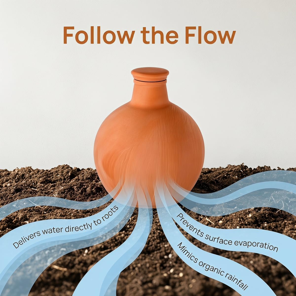 Ollas Self Watering System,Large Terracotta Watering Pots | Slow seepage reaches roots directly,auto-adjusting to soil