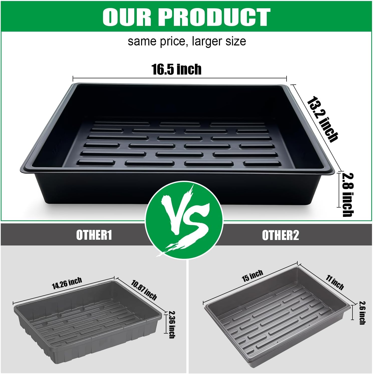 RooTrimmer Seed Starter Tray, 5 Packs Plant Tray, Durable Plastic Growing Trays, Stackable Seedling Starter Trays