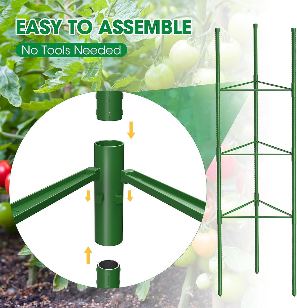 6 Pack Tomato Cages, 51.2in Tomato Plant Support Stakes Heavy-Duty, Garden Tomato Cages & Trellis for Climbing