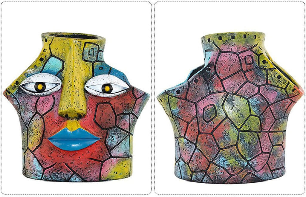 Buachois Abstract Face Planter Three Hole Pots for Plants Artistic Flowerpot for Indoor Outdoor Garden Decor