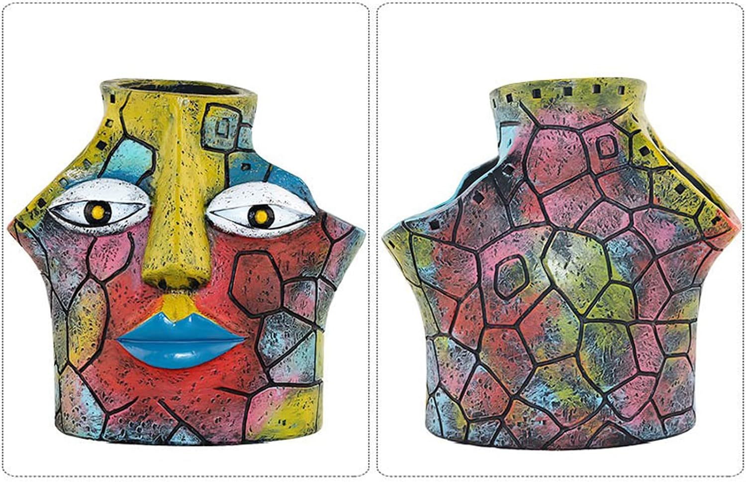 Buachois Abstract Face Planter Three Hole Pots for Plants Artistic Flowerpot for Indoor Outdoor Garden Decor
