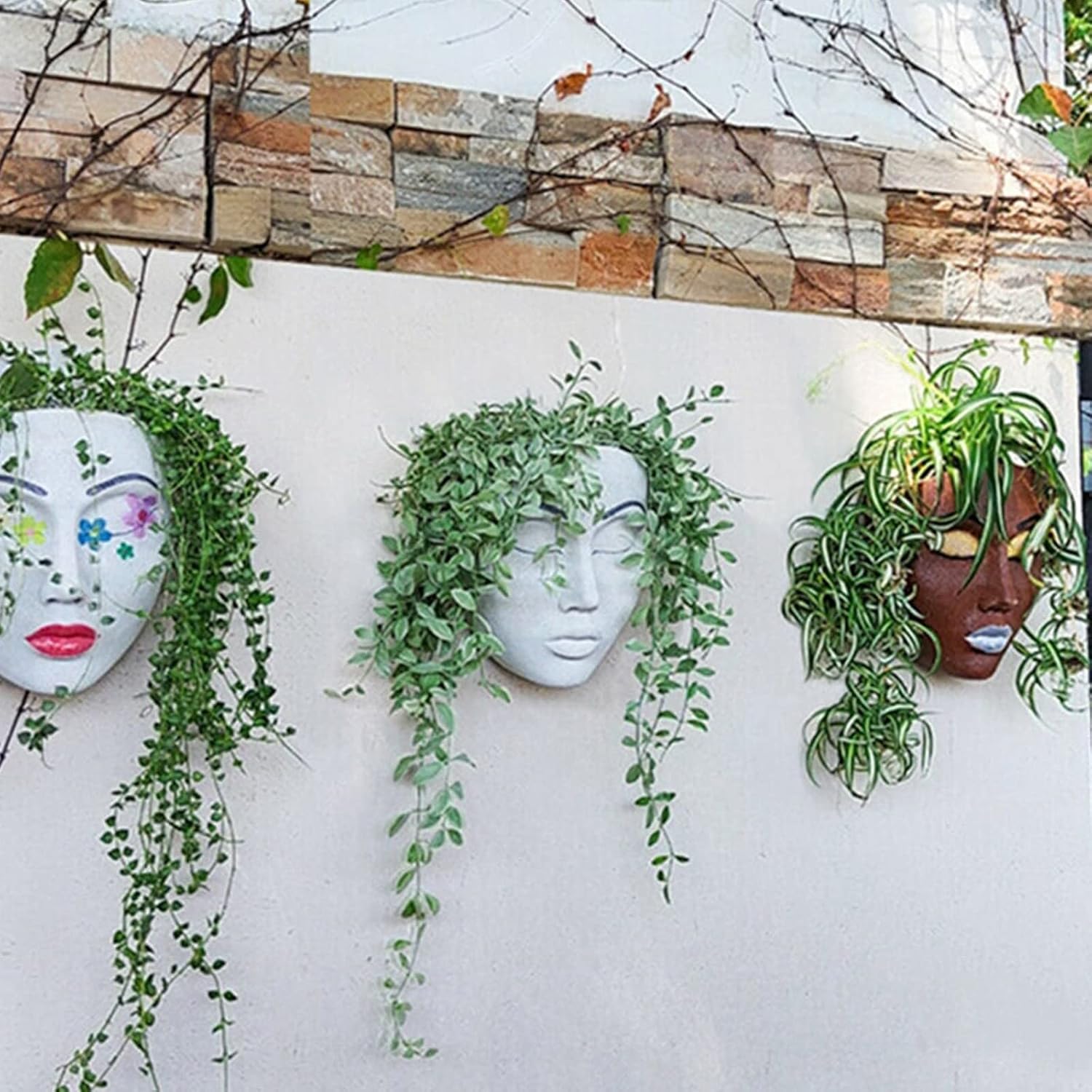 Wall Planter for Indoor Outdoor Plants, Face Planter Hanging Plant Pot for Home Decor, Modern Face Vase Face Flower Pot