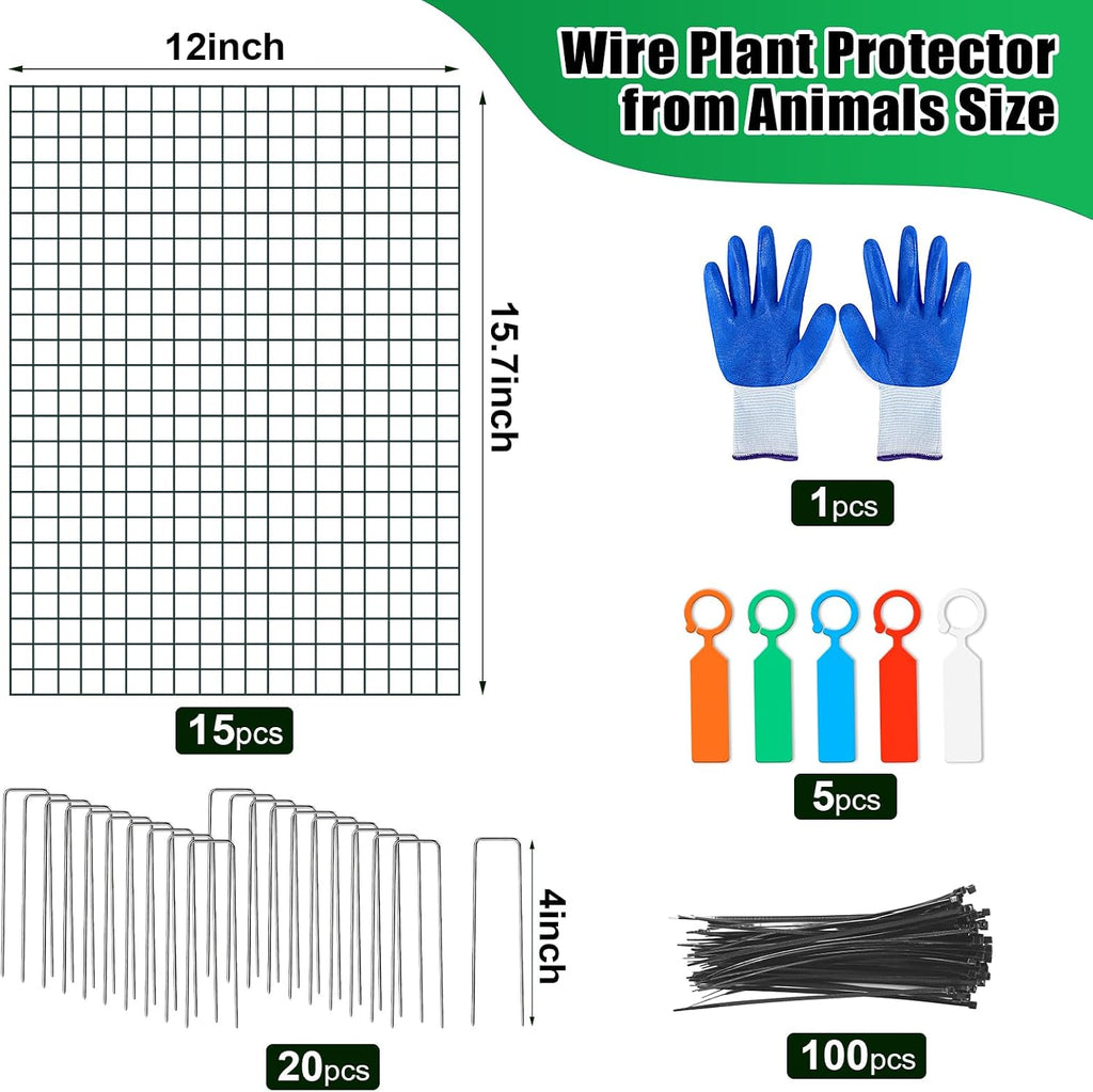 5 Pack Wire Plant Protector, 16"x12" Detachable Metal Plant Protectors Mesh, Garden Plant Protectors for Shrubs Flowers
