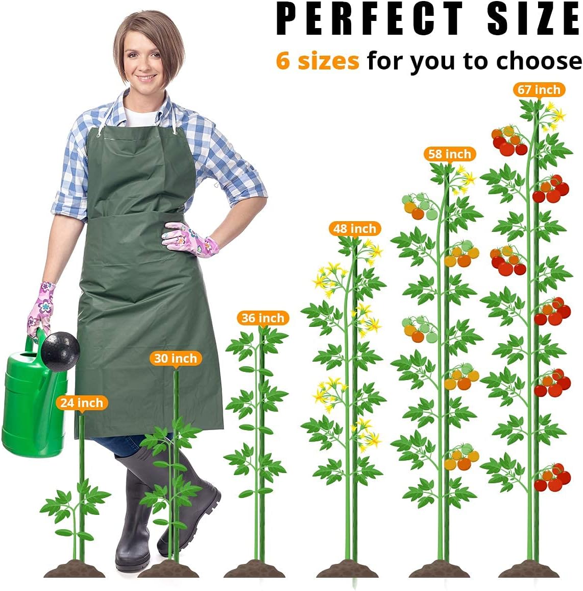 LAVEVE Garden Stakes 58-Inch Heavy Duty Steel Plant Stake with Plastic Coat | Tomato Stakes, Plant Support Poles for