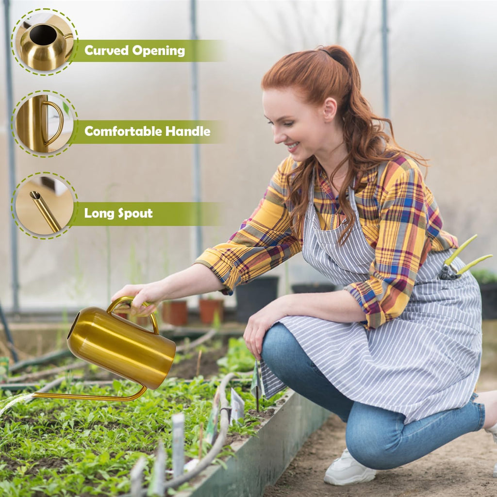 Watering Can Indoor Outdoor Plants, 50oz/1500ml Garden Long Spout Watering Cans, Stainless Steel Plants Watering Can