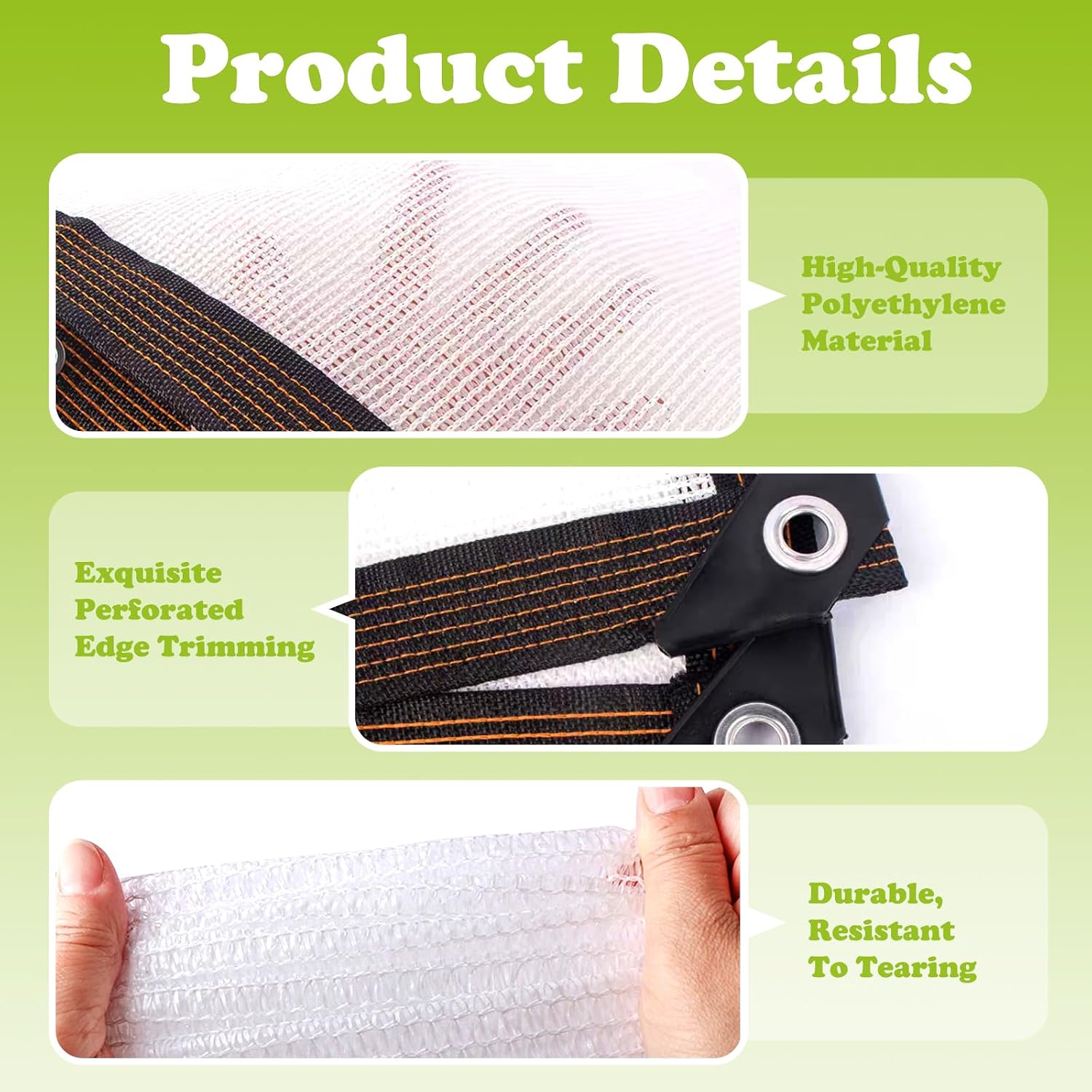 Garden Plants Shade Protection Cloth: 60% Shade Fabric Sun Cloth White Mesh Trap Grommet Home Pergola Shade Cover for