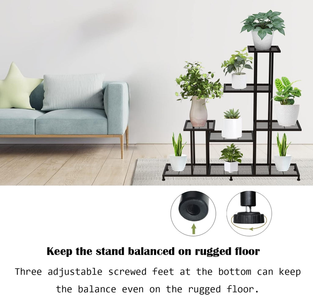 Twhep Heavy Duty Metal Plant Stand, 5 Tiers Multifunctional Plant Stand for Indoor Outdoor, for Tall Large Rack for