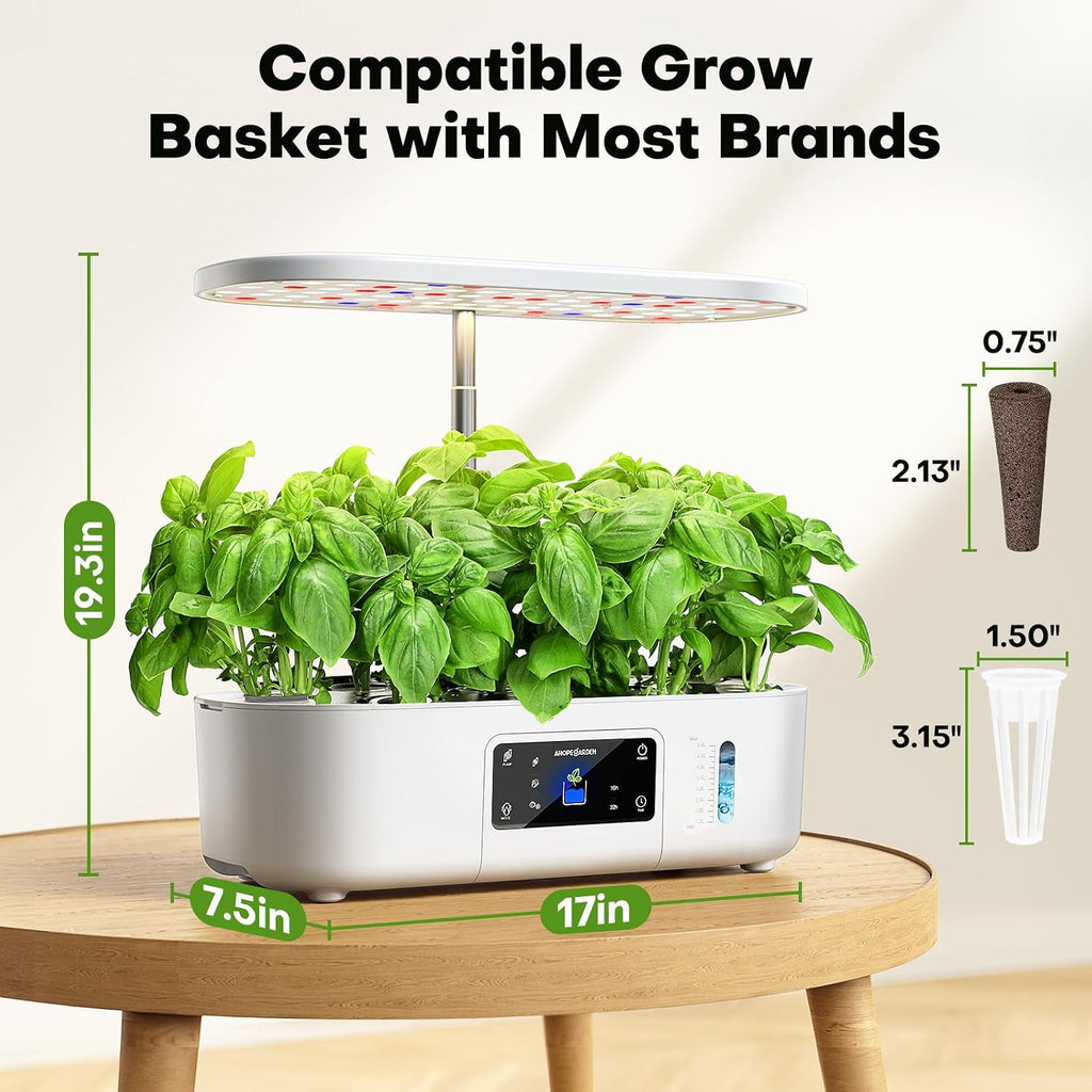 Ahopegarden Hydroponics Growing System: 12 Pods with Touch Control Panel | Indoor Herb Garden with Grow Light