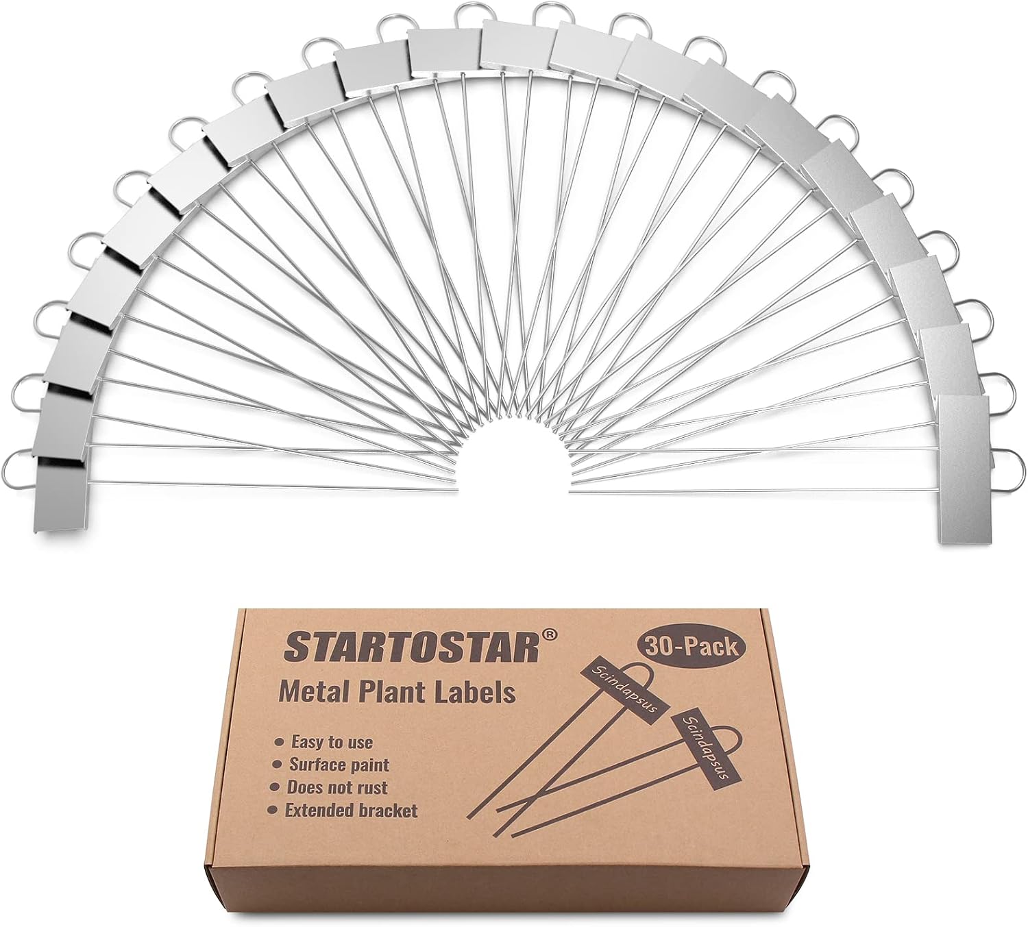 STARTOSTAR 30-Pack Metal Plant Labels Weatherproof Garden Markers,Height 10.6'', Label Area 3.5''X 1.2'' Reusable