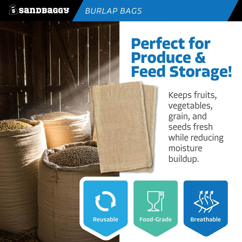 Sandbaggy - Large Burlap Bags 24" x 40" - Potato Sack Race Bags for Kids & Adults - Premium Quality Jute for Vegetables