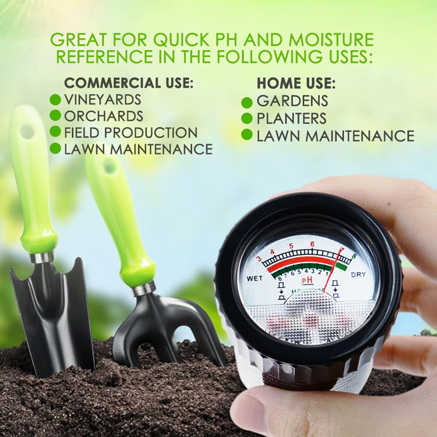 Soil PH Meter, Soil Moisture Sensor Meter, Soil PH Tester Gardening Tool Kits for Plant, Tree, Soil Tester for Moisture
