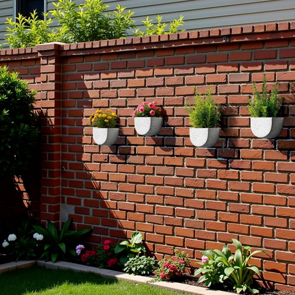 Asnext 2 Pack Indoor Wall Planter, 7 Inch Wall Planter Pot, Speckled White | Unique Half-moon Shaped Design Wall