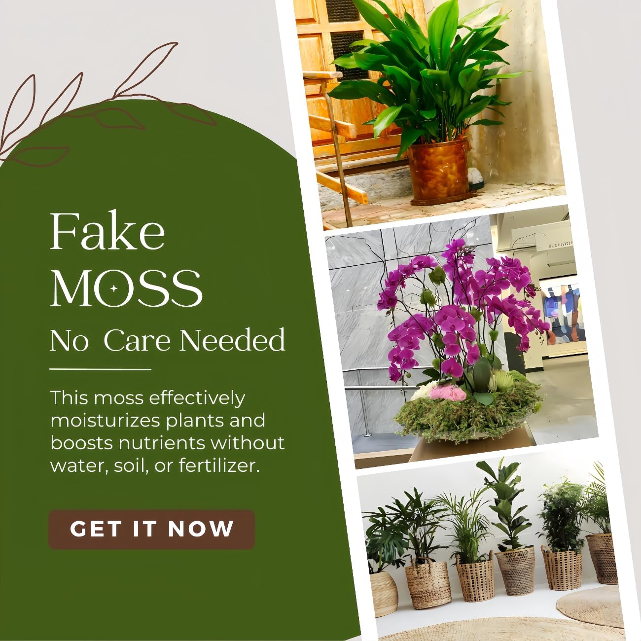 2.2LB Large Capacity Fake Moss for Plants Indoor, 35 OZ Fresh Green Moss for Potted Plants Craft Moss for Home & Office