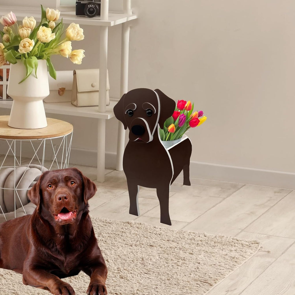 Chocolate Labrador Dog Planter Pots, Animal Shaped Flower Pot | Cute Plant Gift for Women and Pet Lovers, Indoor