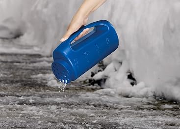 Superio Ice Melt Salt Spreader Handheld Shaker for Lawn Seed, Salt, Ice Melt, Calcium, Deicer Shaker 2 Liter, Adjustable Hole Size, Handy for Fertilizer Lawn Seed Salt to Deice (Blue 2-Pack)