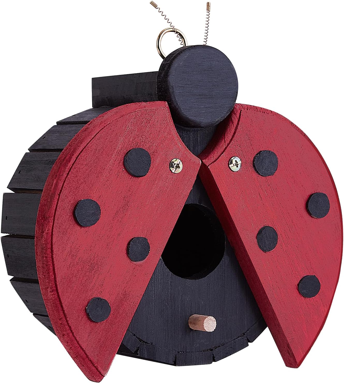 Bird Houses for Outside - Wooden Hanging Bird House - Ladybug-Shaped Birdhouse for Finches, Wrens, Cardinals - Outdoors