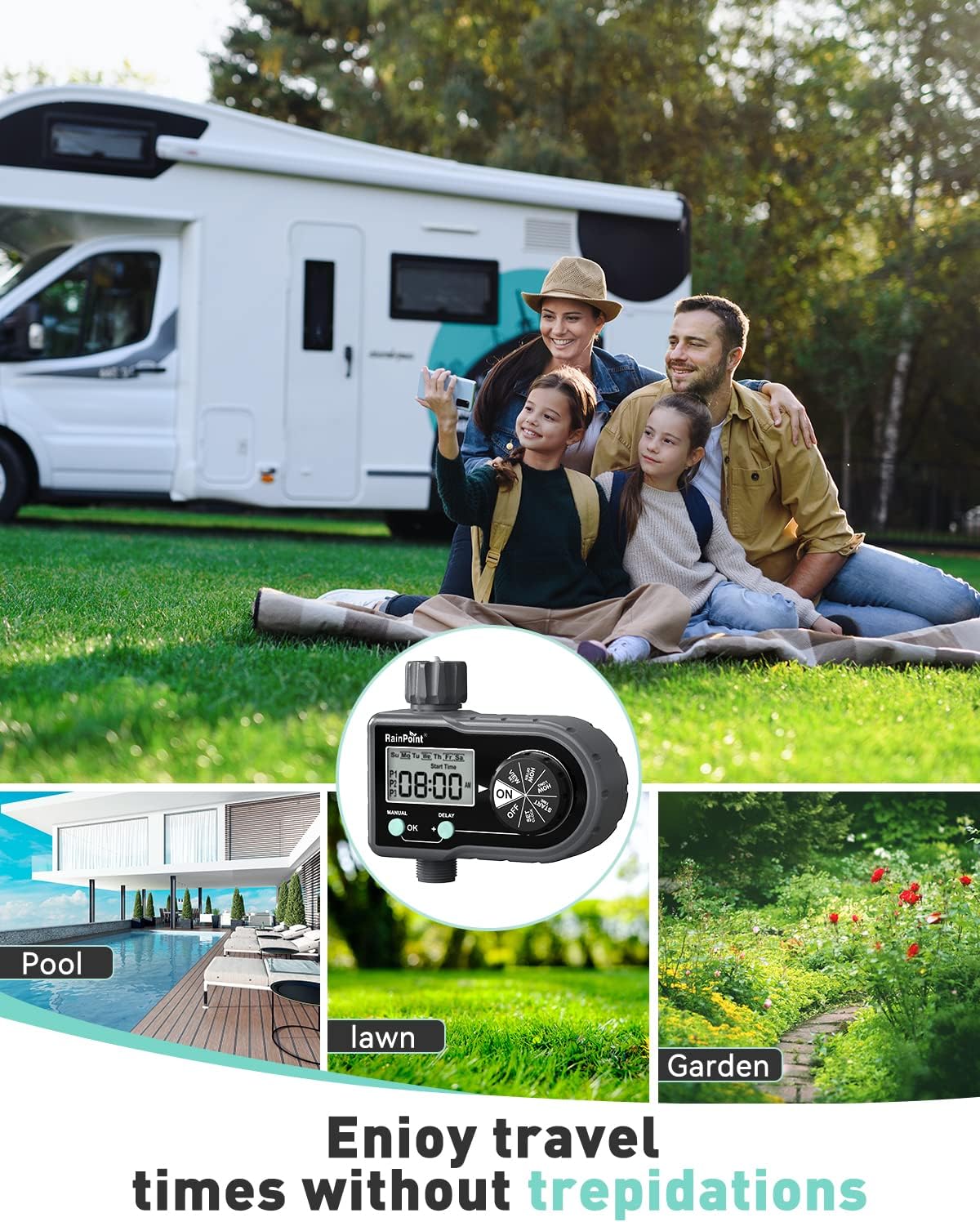 RAINPOINT Sprinkler Timer, Hose Timer with 3 Individual Programs, Water Timer for Garden Hose Faucet, Programmable
