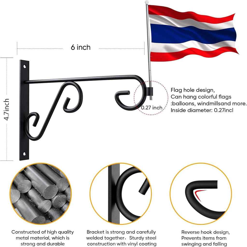 8Pack Plant Hanger Bulk 6In Metal Wall Hook,Anti-Rust Indoor Outdoor Wall Hangers for Bird Feeders, Planters, Lanterns