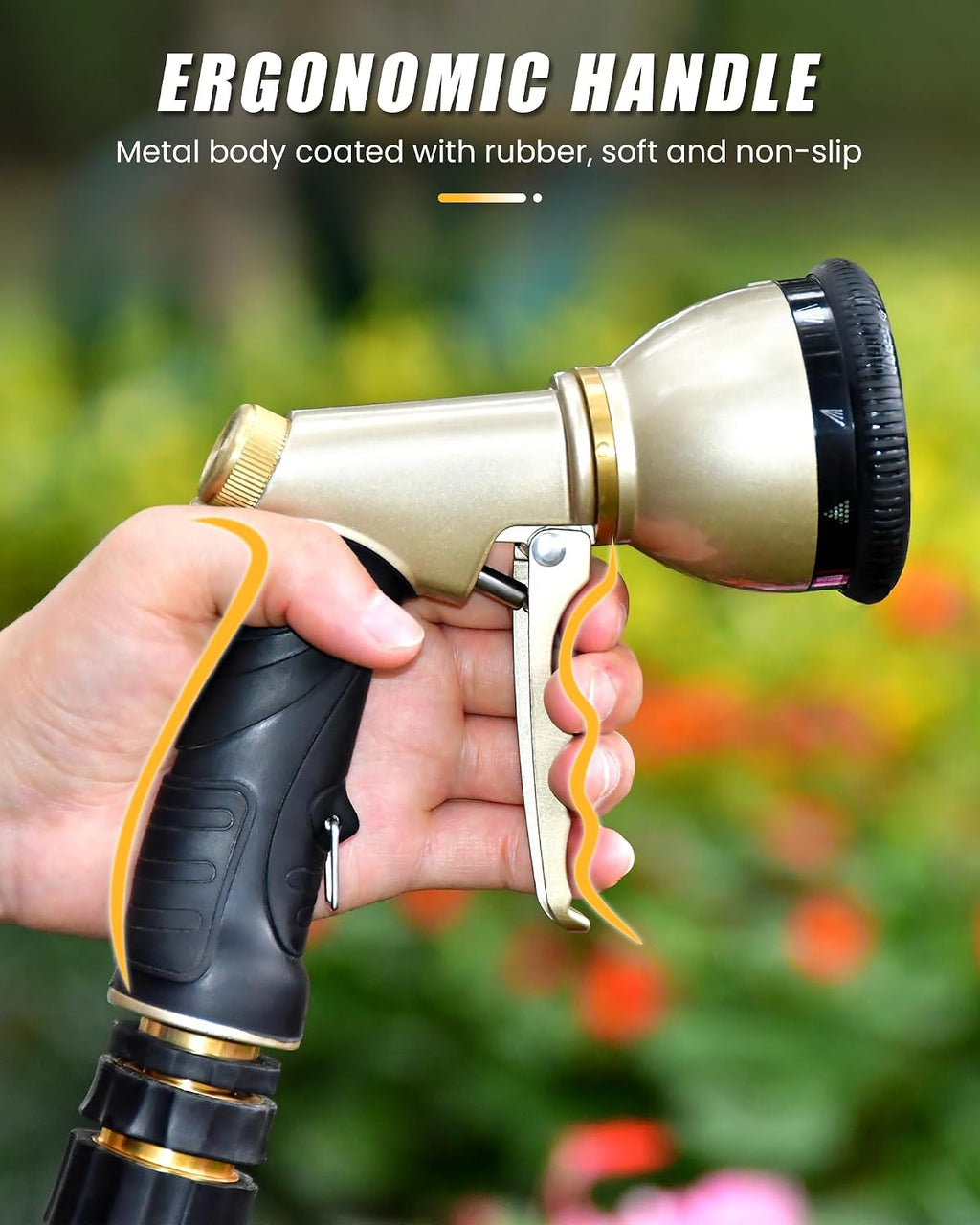 RAINPOINT Garden Hose Nozzle, Hose Sprayer Nozzle with 9 Spray Patterns, High Pressure Water Hose Nozzle Heavy Duty