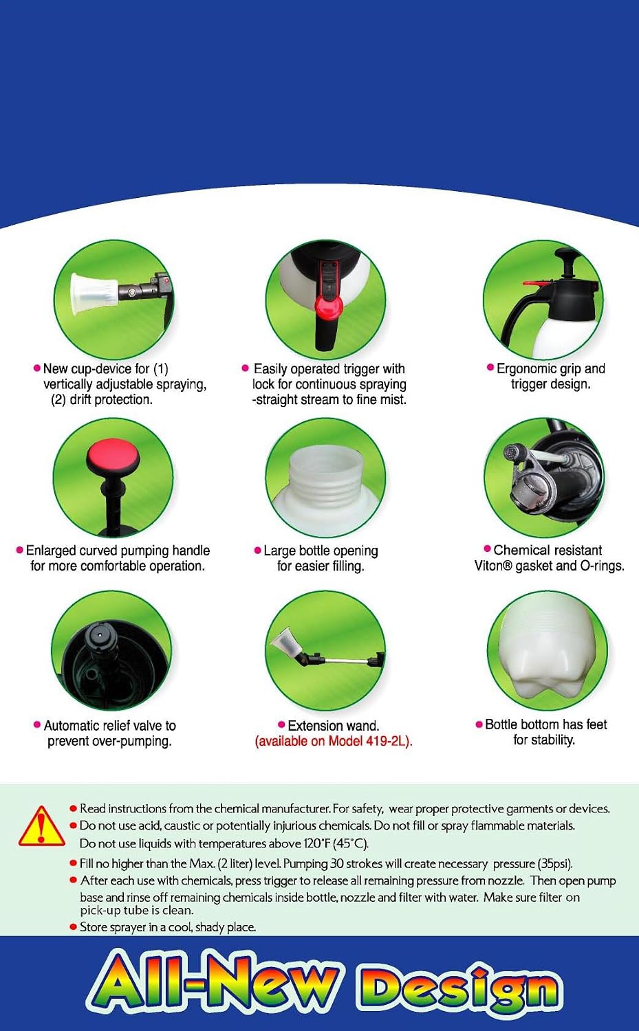 Solo 419 2-Liter One-Hand Pressure Sprayer, Ergonomic Grip
