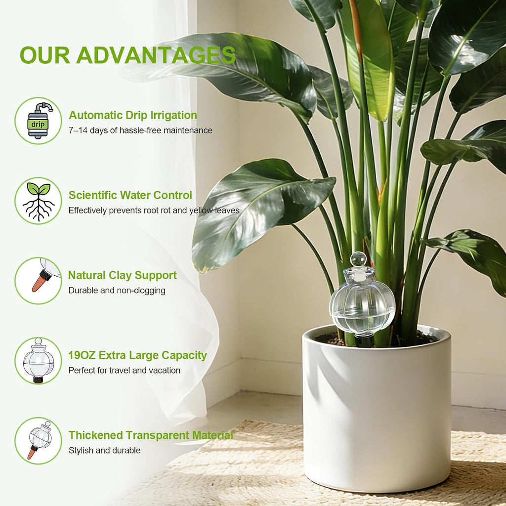 18 Oz Large Plant Watering Globes & Self Watering Bulbs, Water Globes & Bulbs for Indoor Outdoor Plants, Plant Globes