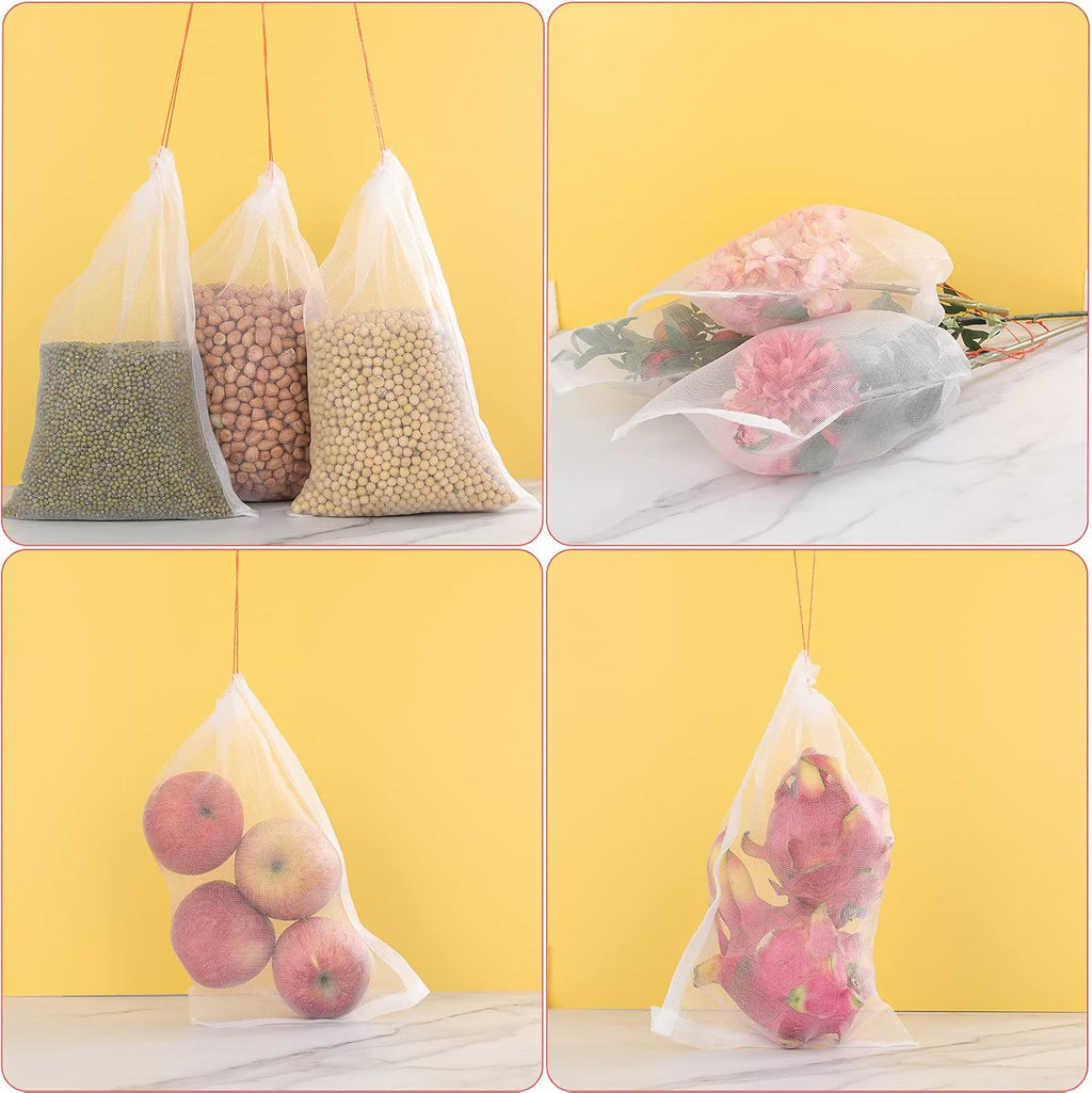 Kikhope Fruit Protection Bags, 50 Pcs 14"x10" Garden Netting Bags White | Fruit Netting Bags, Fruit Protection Netting