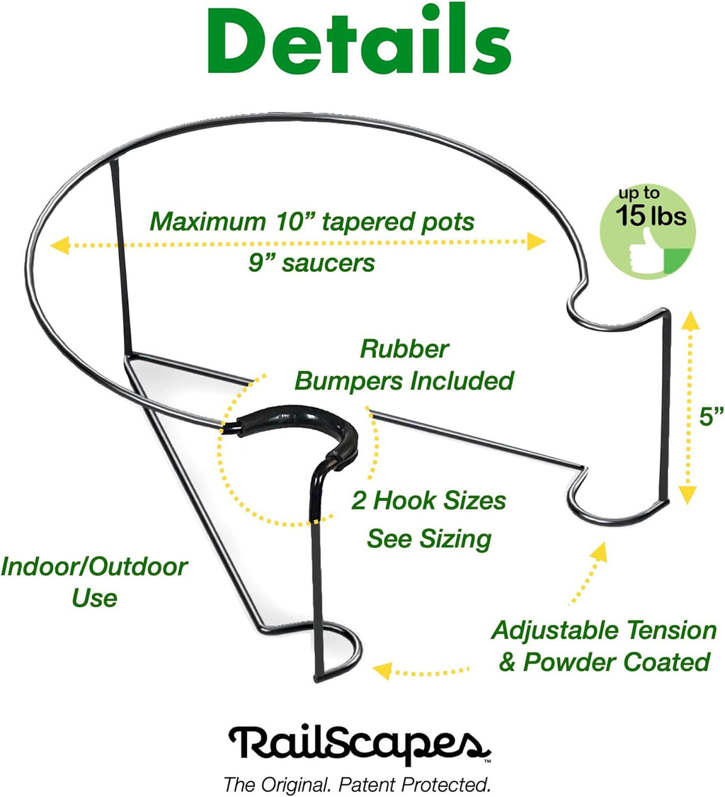 Bloem RailScapes Adjustable Floating Planter Hanger, Fits 0.5”-0.75” Balcony Railing Spindles, 3-Pack