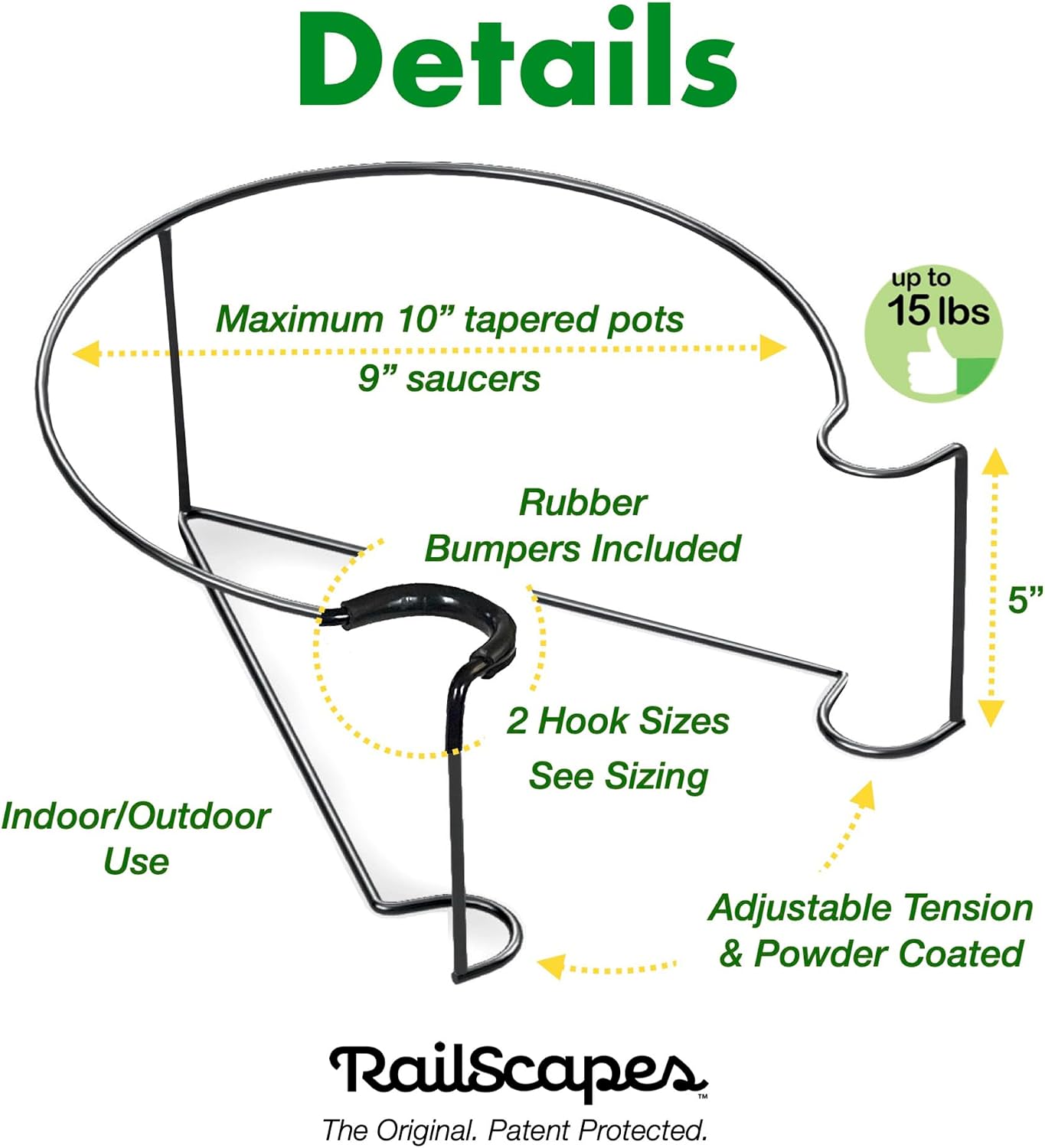 Bloem RailScapes Adjustable Floating Planter Hanger, Fits 0.5”-0.75” Balcony Railing Spindles, 3-Pack