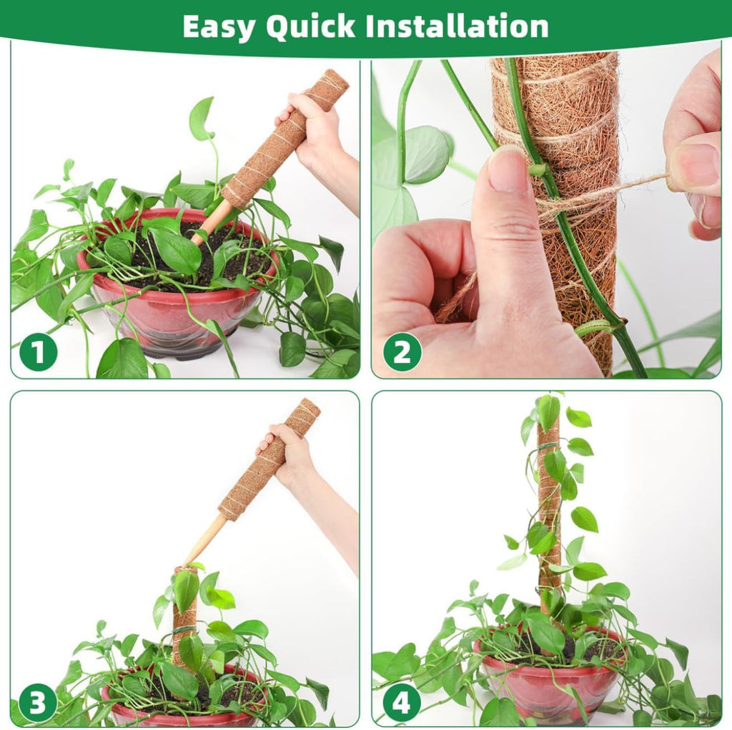 4PCS 45CM Coir Totem Pole for Climbing Plants, Moss Stick Plant Support Indoor Outdoor Garden Supplies