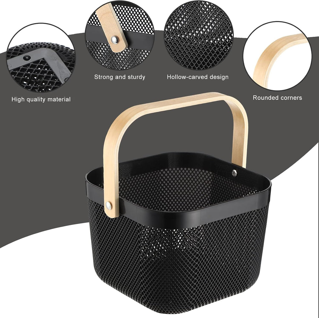 Roshtia 6 Pcs Plastic Mesh Storage Basket with Handle 9.8 x 10.2 x 7.1 Inch Garden Harvest Storage Basket Multi
