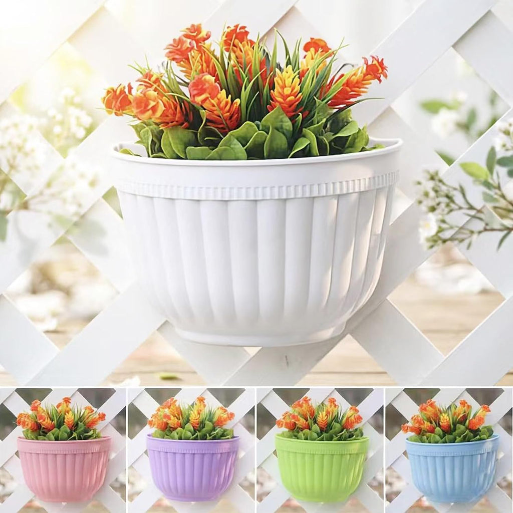 ORIMERC 4 Pack White Wall Planter Pots Vertical Living Wall Hanging Planters Wall Mounted Planter Holder with Drainage