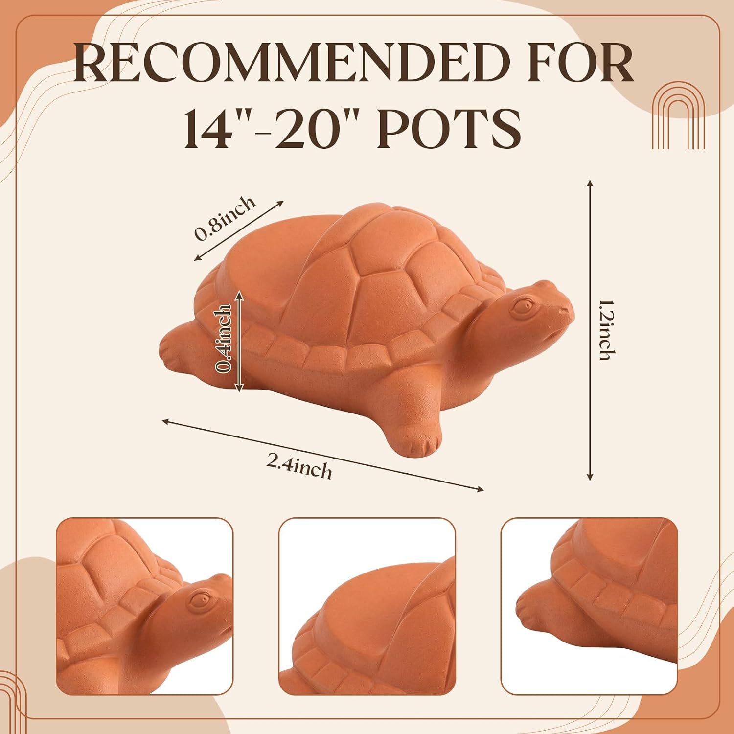 LemonRoad 12 Set Tortoise Pot Feet for Outdoor Planters, Terra Cotta Cement | 1.2" H, Animal Plant Pot Risers for