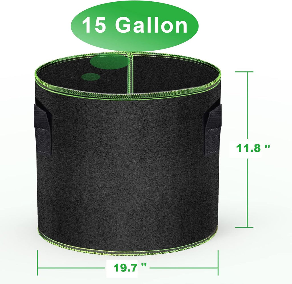 MEKOLIFE 6Pack 15 Gallon Grow Bags, Thick Nonwoven Fabric Pots with Handles | Vegetable Garden Plant Bags with Plant