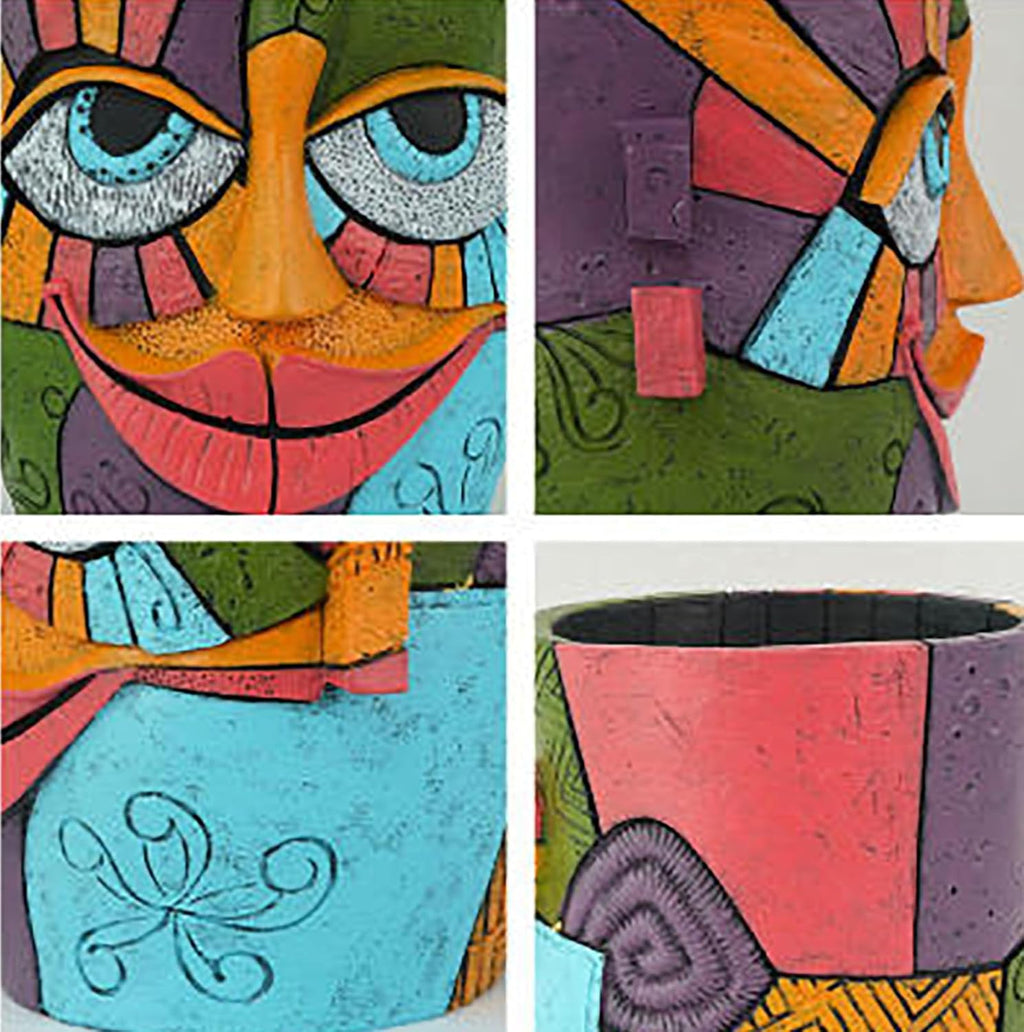 Colorful Abstract Resin Face Flower Pots, Picasso Brutalist Style Head Face Planters, Artistic Unique Pots for Plants