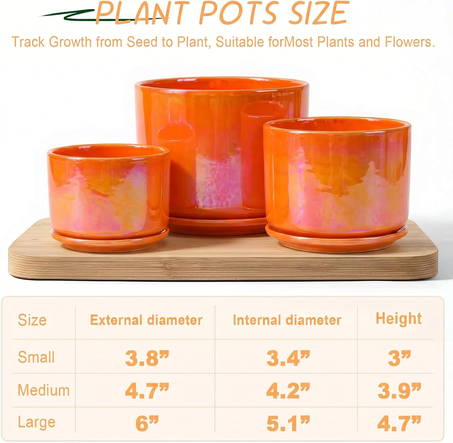 EFISPSS Ceramic Plant Pots,4+5+6 Inch Ceramic Indoor Pots for Plants with Drainage Hole,for Succulent