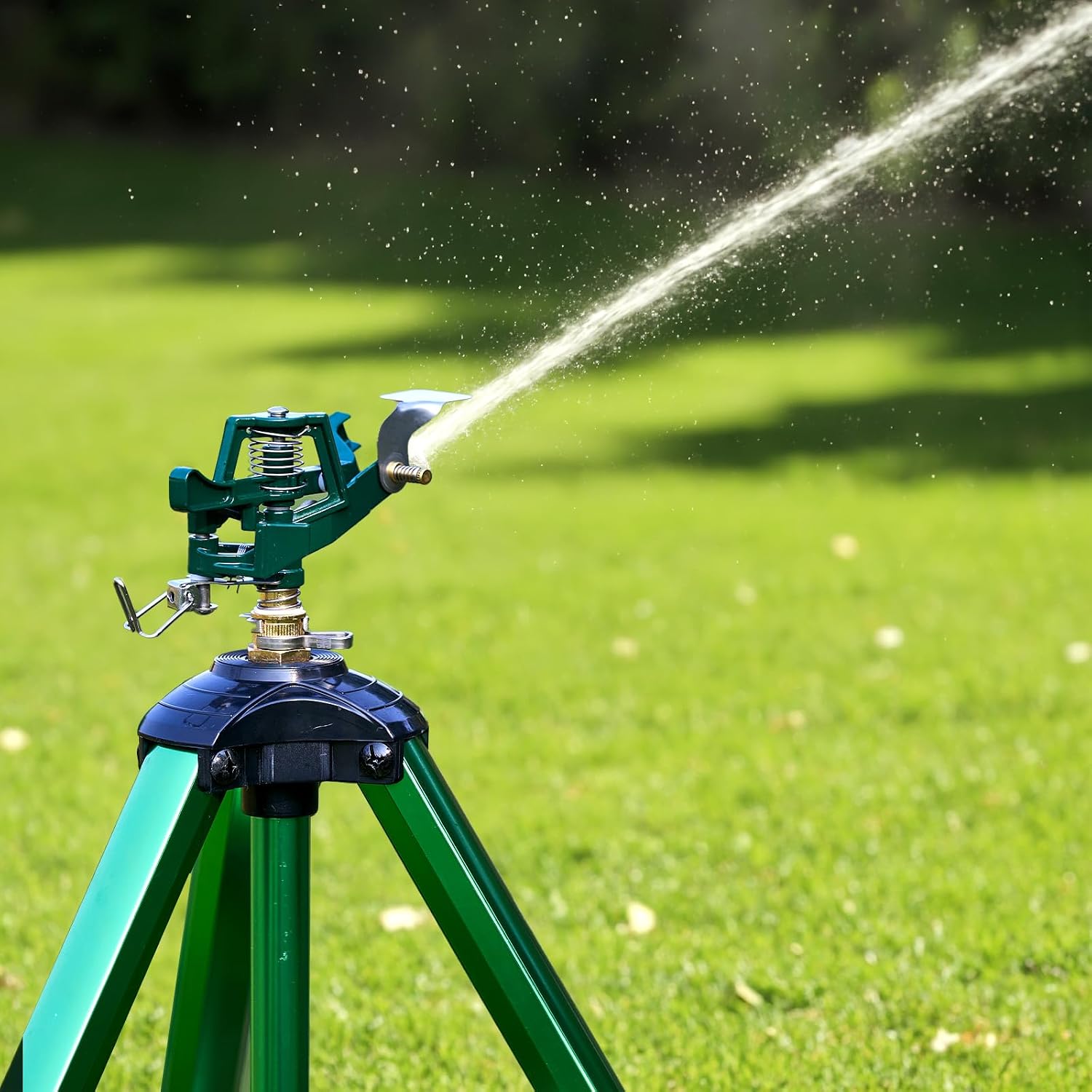 Sprinklers for Yard, Up to 50% Larger Watering Coverage, 2026 Heavy-Duty Impact Lawn Sprinkler on Spike Tripod Base
