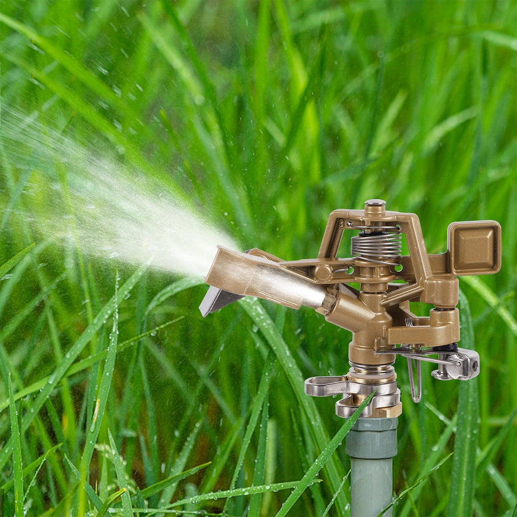 Biswing 1/2 Inch Impact Sprinkler 2 Pack, Heavy Duty Zinc Alloy Lawn Sprinkler Head with Nozzle, Adjustable 20-360