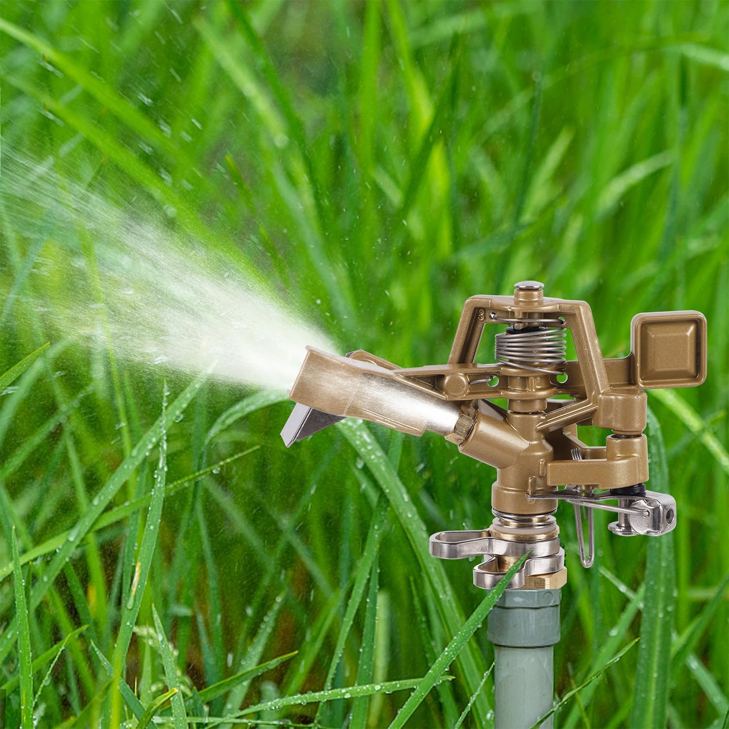 Biswing 1/2 Inch Impact Sprinkler 2 Pack, Heavy Duty Zinc Alloy Lawn Sprinkler Head with Nozzle, Adjustable 20-360