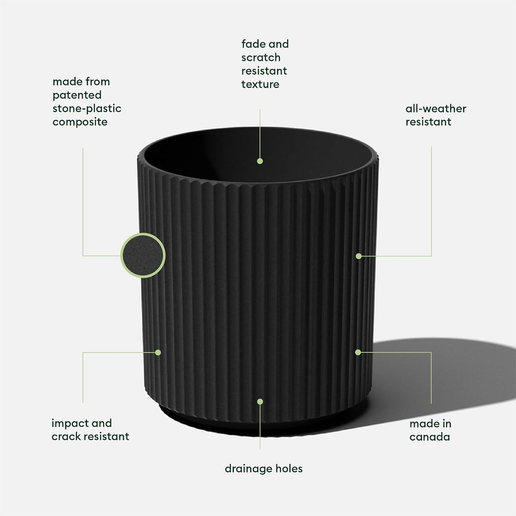 Veradek Demi Series Planter - Large Round Outdoor Planter | Made From a Durable Plastic-Stone Composite With
