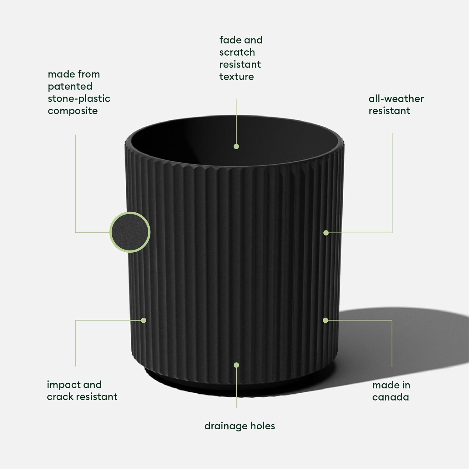 Veradek Demi Series Planter - Large Round Outdoor Planter | Made From a Durable Plastic-Stone Composite With