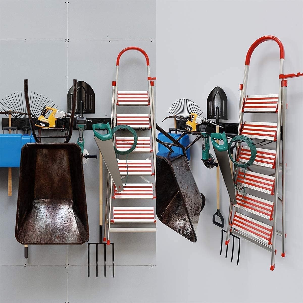 TORACK Tool Storage Rack Heavy Duty Garage Wall Mount Garden Tool Organizer | for Ladders, Chairs, Shovels, Brooms