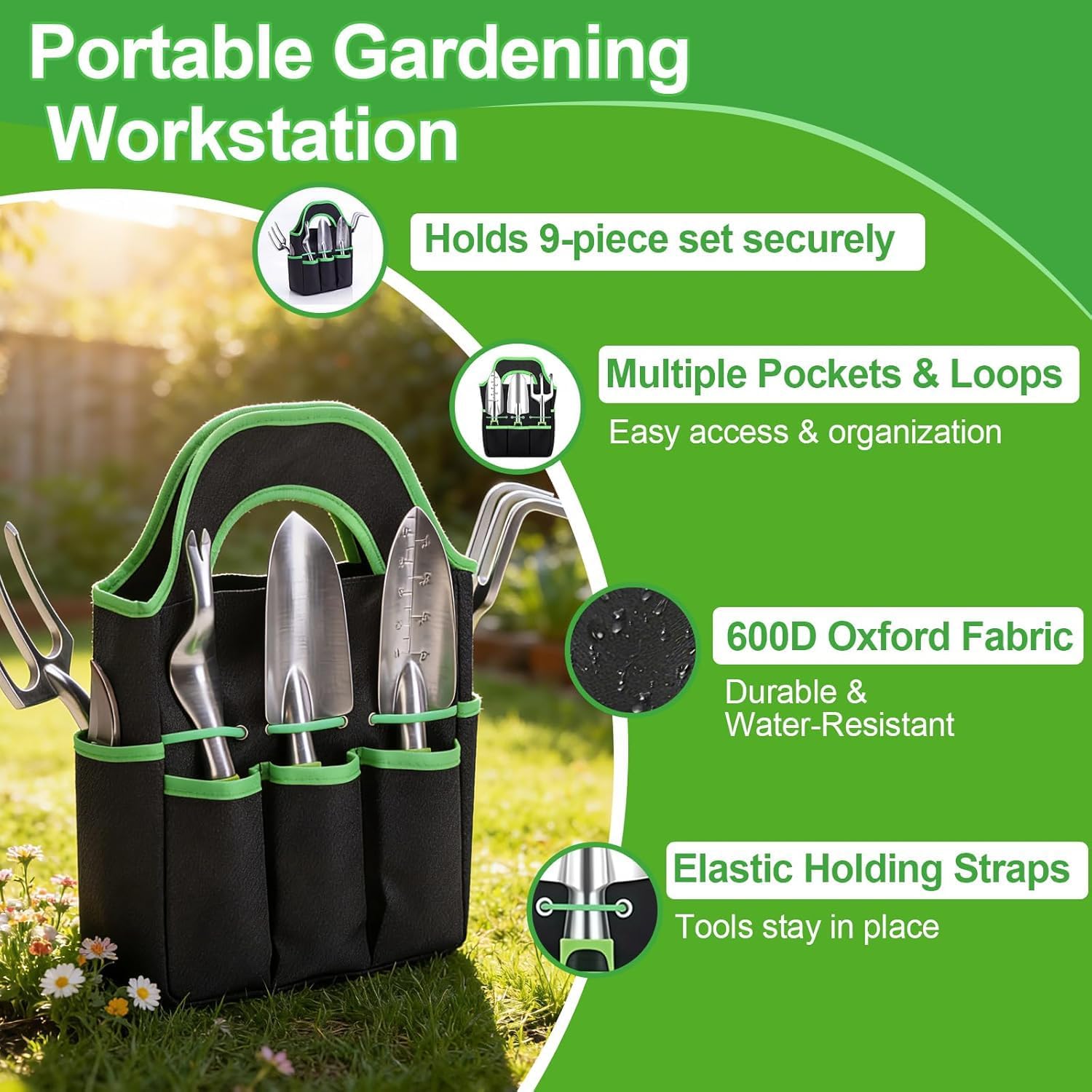 11-Piece Garden Tools Set – Heavy Duty Aluminum Alloy Hand Tools with Ergonomic Non-Slip Handles, Rust Resistant –