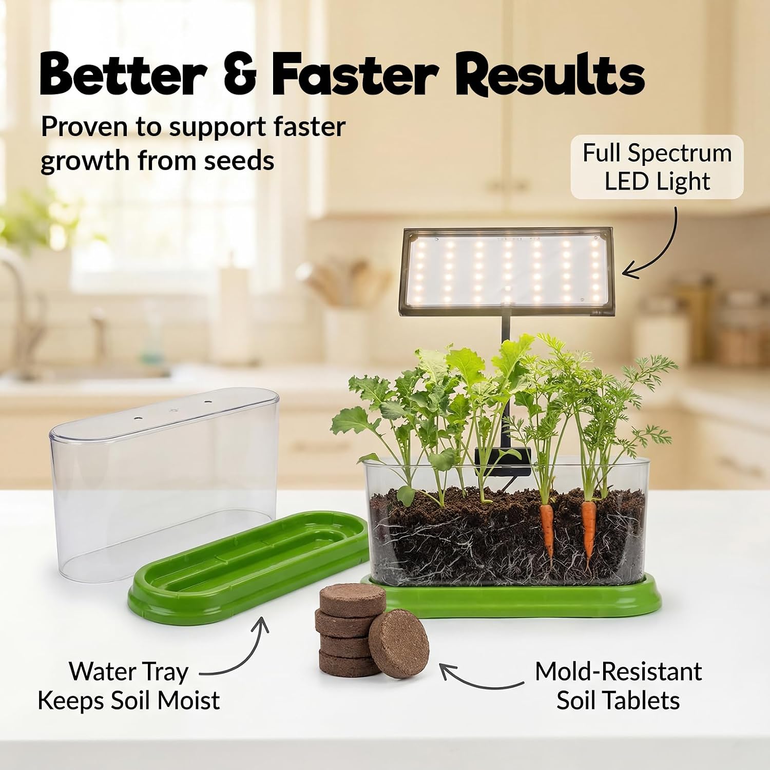 Kids Gardening Kit with LED Grow Light & Root Viewer - Kids Plant Growing Kit - Indoor Mini Garden Set - Vegetable &