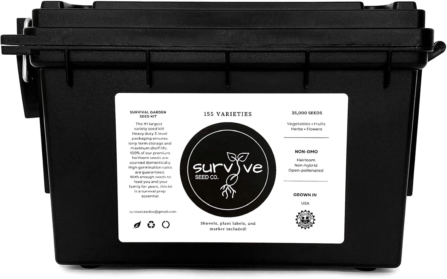 Survival Seed Kit America's Largest Assortment of Heirloom Seeds - 155 Varieties - (Over 65,000 Seeds) Vegetable Fruit