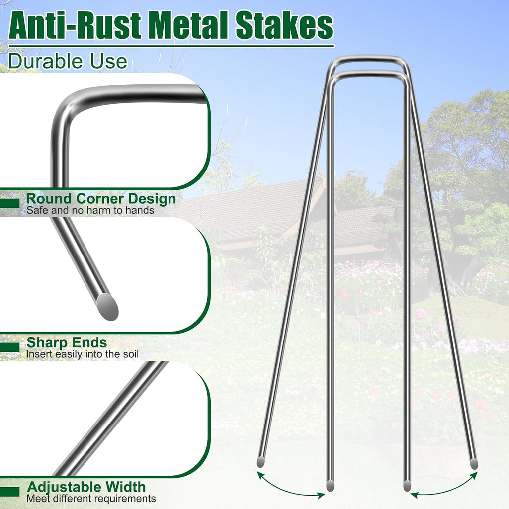 12 Inch Galvanized Landscape Staples Stakes, 25/50/100/200pcs Garden Metal Stakes for Weed Barrier Fabric, Fence