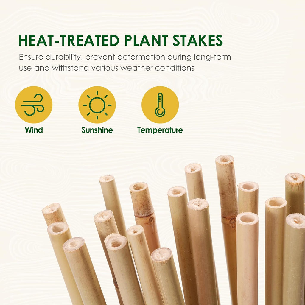 Cambaverd Bamboo Stakes, Plant Stakes 4ft, 50 Pack Bamboo Sticks for Plants | Natural Garden Stakes for Tomatoes, Beans